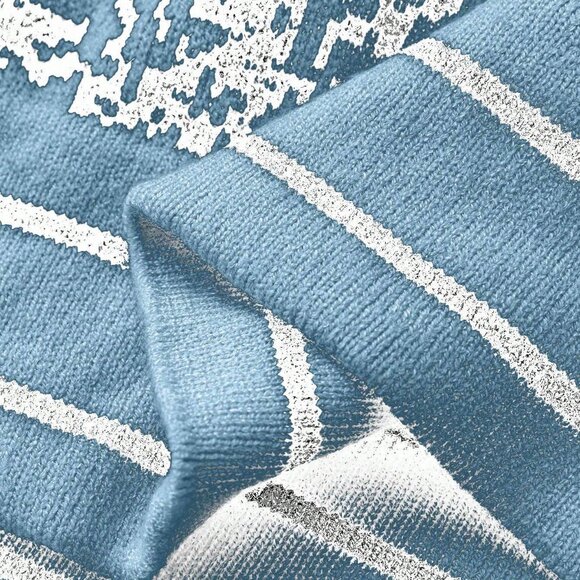 Baby Blue Casual Women's Printed 2-Piece Sweater Set - Picture 6 of 6